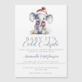 Baby es ist kalt draußen vor Elefantendusche Magneteinladung (Vorderseite)