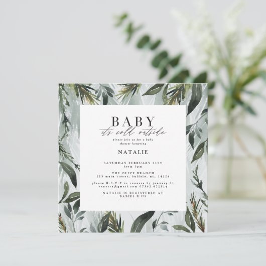 Baby es ist kalt draußen Wasserfarben Babydusche Ankündigung (Stehend Vorderseite)