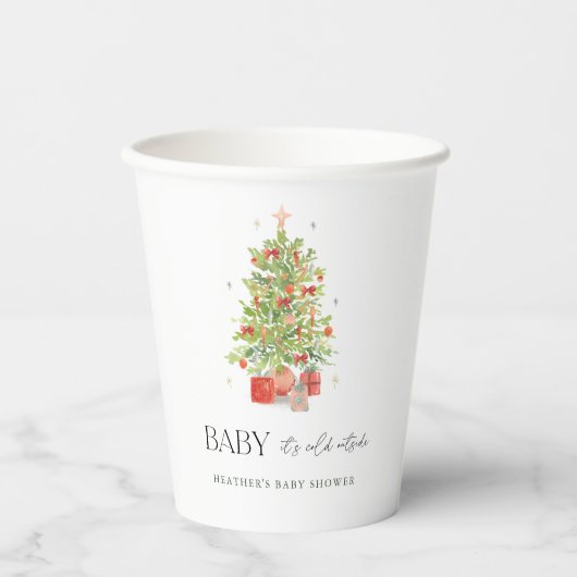 Baby Es ist kalt draußen Weihnachtsdusche Pappbecher (Vorderseite)