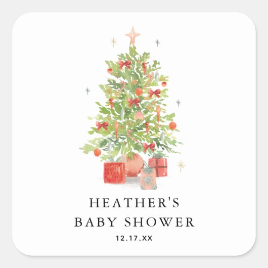 Baby Es ist kalt draußen Weihnachtsdusche Quadratischer Aufkleber (Vorderseite)