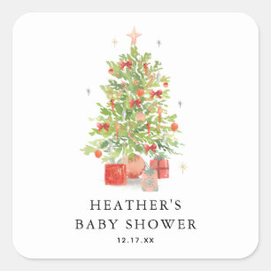 Baby Es ist kalt draußen Weihnachtsdusche Quadratischer Aufkleber