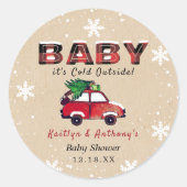 Baby Es ist kalt draußen | Weihnachtsdusche Runder Aufkleber (Vorderseite)