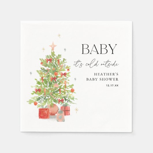 Baby Es ist kalt draußen Weihnachtsdusche Serviette (Vorderseite)