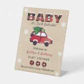 Baby Es ist kalt draußen | Weihnachtsdusche Sockelschild (Vorderseite)