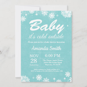 Baby, es ist kalt draußen Winter Aqua Baby Shower Einladung