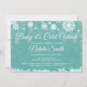 Baby, es ist kalt draußen Winter Aqua Babyparty Einladung
