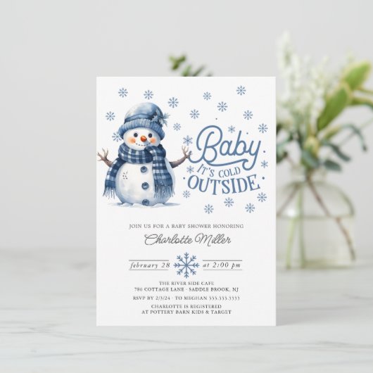Baby Es ist kalt draußen Winter Baby Dusche Einladung (Stehend Vorderseite)
