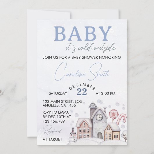 Baby Es ist kalt draußen Winter Baby Dusche Einladung (Vorderseite)