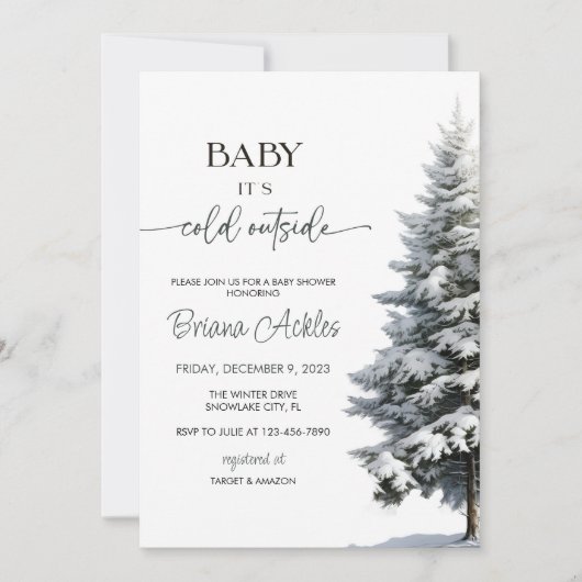 Baby Es ist kalt draußen Winter Baby Dusche Einladung (Vorderseite)