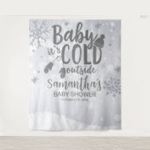 Baby Es ist kalt draußen Winter Baby Dusche Hinter Wandteppich (Vorderseite)
