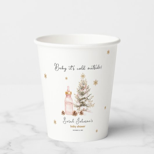 Baby es ist kalt draußen Winter Baby Dusche Pappbecher (Rückseite)