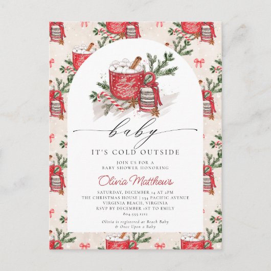 Baby Es ist kalt draußen Winter Baby Dusche Postkarte (Vorderseite)