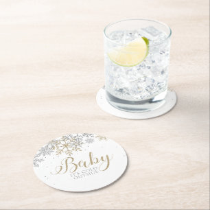 Baby Es ist kalt draußen Winter Baby Dusche Runder Pappuntersetzer