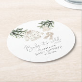 Baby Es ist kalt draußen Winter Baby Dusche Runder Pappuntersetzer (Angewinkelt)