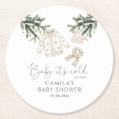 Baby Es ist kalt draußen Winter Baby Dusche Runder Pappuntersetzer (Vorderseite)