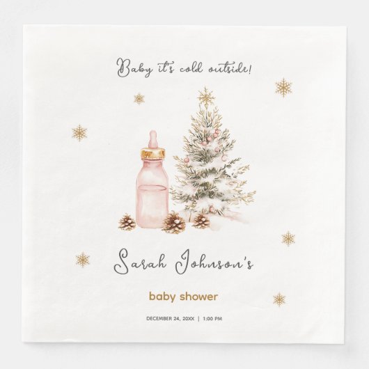 Baby es ist kalt draußen Winter Baby Dusche Serviette (Vorderseite)