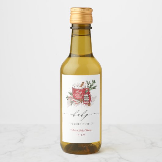Baby Es ist kalt draußen Winter Baby Dusche Weinetikett (Vorderseite)
