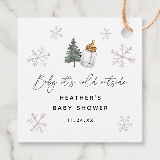 Baby Es ist kalt draußen Winter Baby Duschfavors Geschenkanhänger (Rückseite)