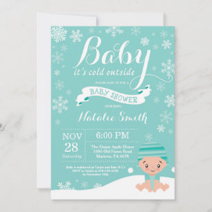 Baby, es ist kalt draußen Winter-Baby-Party Aqua Einladung