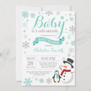 Baby, es ist kalt draußen Winter-Baby-Party Aqua Einladung