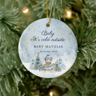 Baby, es ist kalt draußen Winter-Baby-Party-Gesche Keramik Ornament