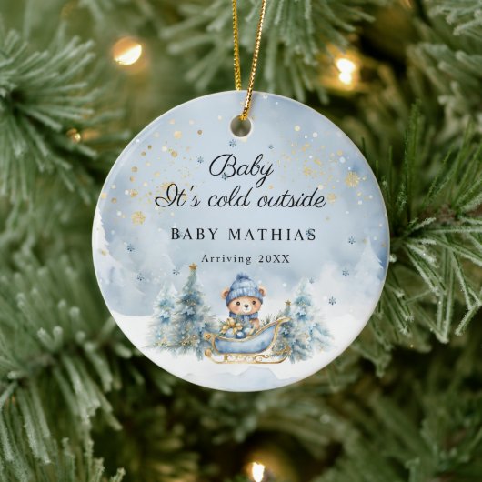 Baby, es ist kalt draußen Winter-Baby-Party-Gesche Keramik Ornament (Baum)