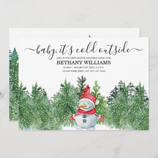 Baby es ist kalt draußen Winter Baby Shower Inv Einladung (Vorne/Hinten)