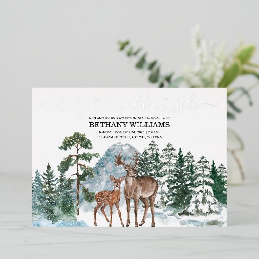 Baby es ist kalt draußen Winter Baby Shower Inv Folieneinladung (Stehend vorne)