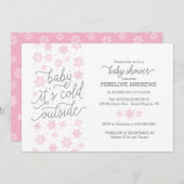 Baby Es ist kalt draußen Winter Babydusche pink Einladung (Vorne/Hinten)