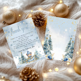 Baby Es ist kalt draußen Winter Bear Blue Gold Dankeskarte