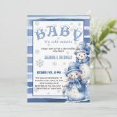 Baby Es ist kalt draußen Winter Blue Baby Dusche Einladung (Stehend Vorderseite)