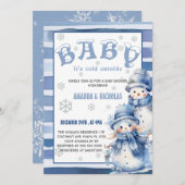 Baby Es ist kalt draußen Winter Blue Baby Dusche Einladung (Vorne/Hinten)