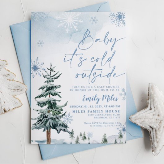 Baby es ist kalt draußen, Winter Blue Baby Dusche Einladung