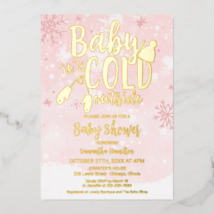 Baby Es ist kalt draußen Winter Girl Babydusche Folieneinladung