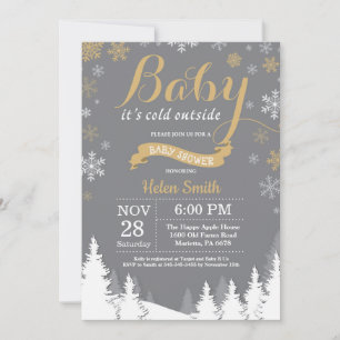 Baby, es ist kalt draußen Winter Gold Baby Shower Einladung