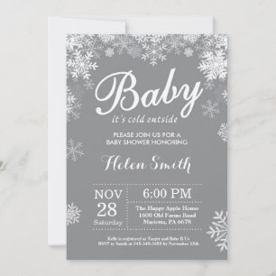 Baby, es ist kalt draußen Winter Grau Baby-Party Einladung