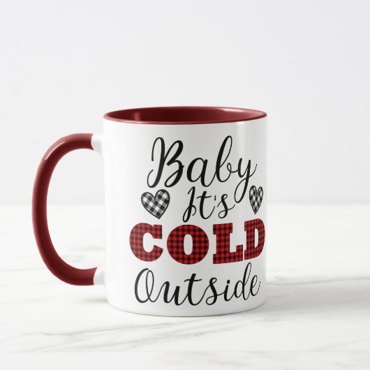 Baby Es ist kalt draußen Winter Kariert Tasse (Links)