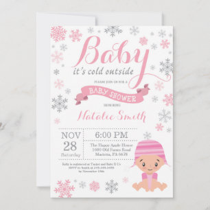 Baby, es ist kalt draußen Winter Mädchen Baby-Part Einladung