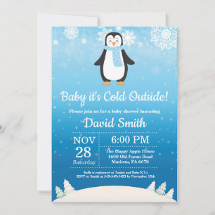 Baby, es ist kalt draußen Winter Pinguin Babyparty Einladung
