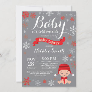 Baby, es ist kalt draußen Winter Rot Baby Shower Einladung