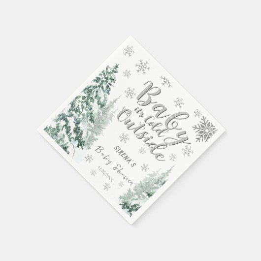 Baby es ist kalt draußen | Winter Silver Baby Dusc Serviette (Ecke)