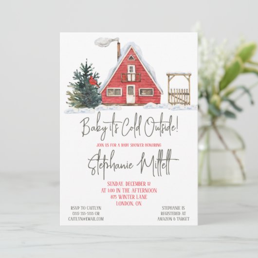 Baby Es ist kalt draußen, Winter Themed Baby Dusch Einladung (Stehend Vorderseite)