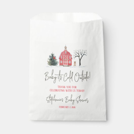 Baby Es ist kalt draußen, Winter Themed Baby Dusch Geschenktütchen (Vorderseite)