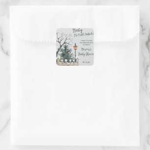 Baby Es ist kalt draußen, Winter Themed Baby Dusch Quadratischer Aufkleber