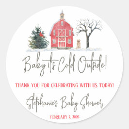 Baby Es ist kalt draußen, Winter Themed Baby Dusch Runder Aufkleber