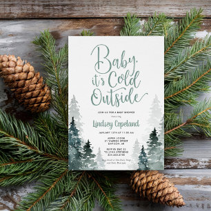 Baby, es ist kalt draußen Winter-Wald-Babyparty Einladung