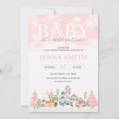 Baby Es ist kalt draußen Winter Wunderland Dusche Einladung (Vorderseite)