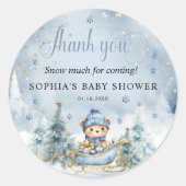 Baby Es ist kalt draußen Winterbär Danke Runder Aufkleber (Vorderseite)