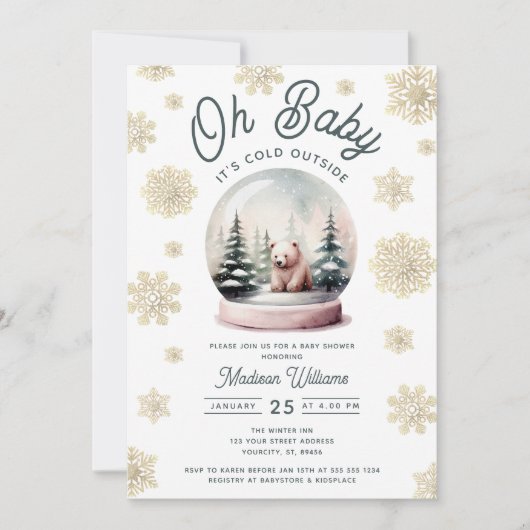 Baby Es ist kalt draußen Winterschneedusche Einladung (Vorderseite)