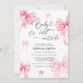 Baby Es ist kalt im Freien Pink Bow Babydusche Einladung (Vorderseite)